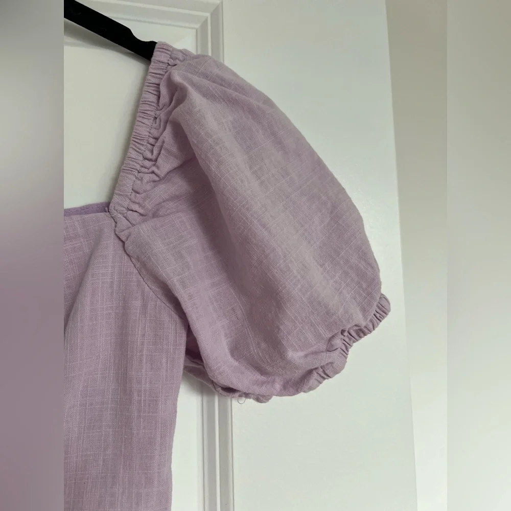 Lavender Puff Sleeve Mini Dress - Picture 4 of 10